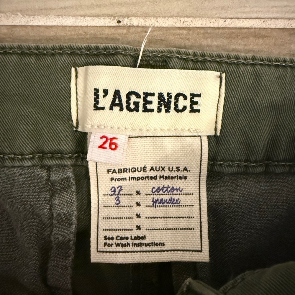 L'AGENCE Patton High Rise Skinny Cargo Pants Brigade Green Size 26 Zipper Ankle - Picture 2 of 7